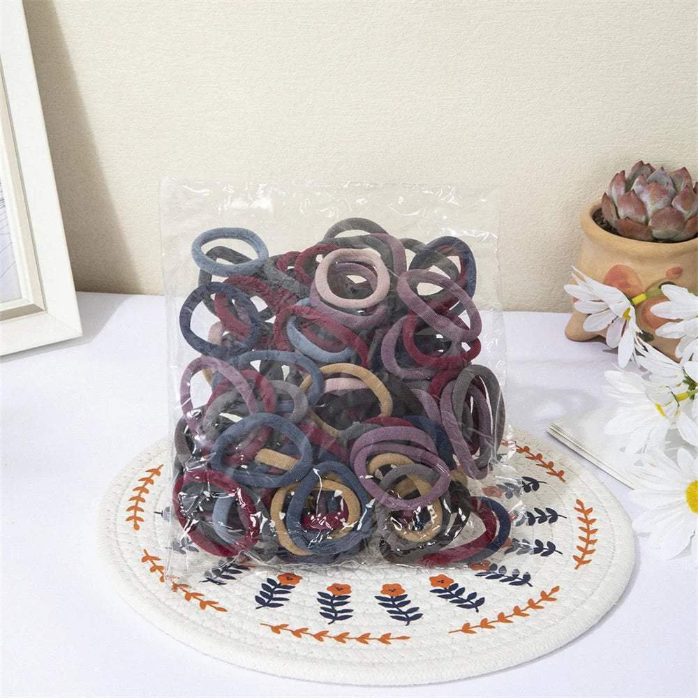 High-Elastic Rubber Hair Bands - Black & White Packs