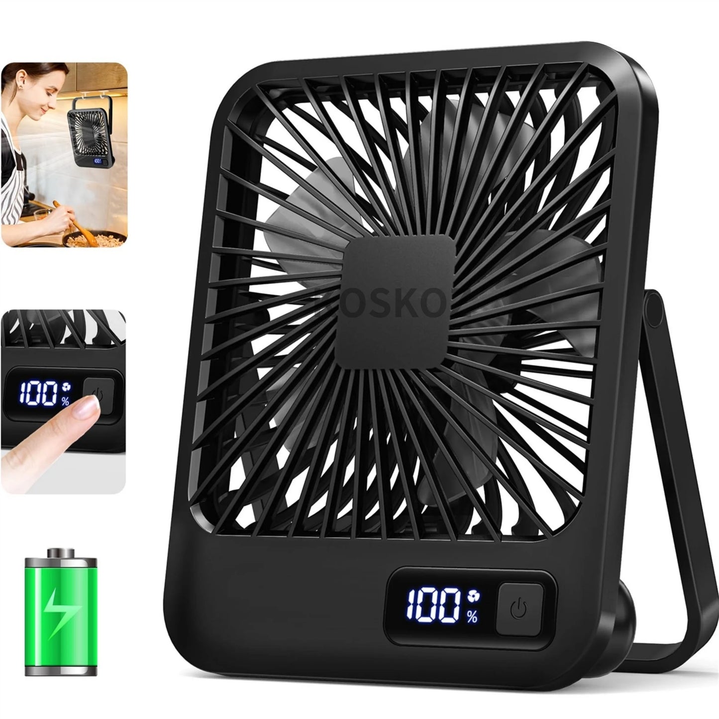 Portable USB Desk Fan - Rechargeable & Adjustable