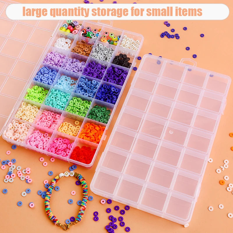 Clear Plastic Jewelry Organizer Box for Beads and Earrings