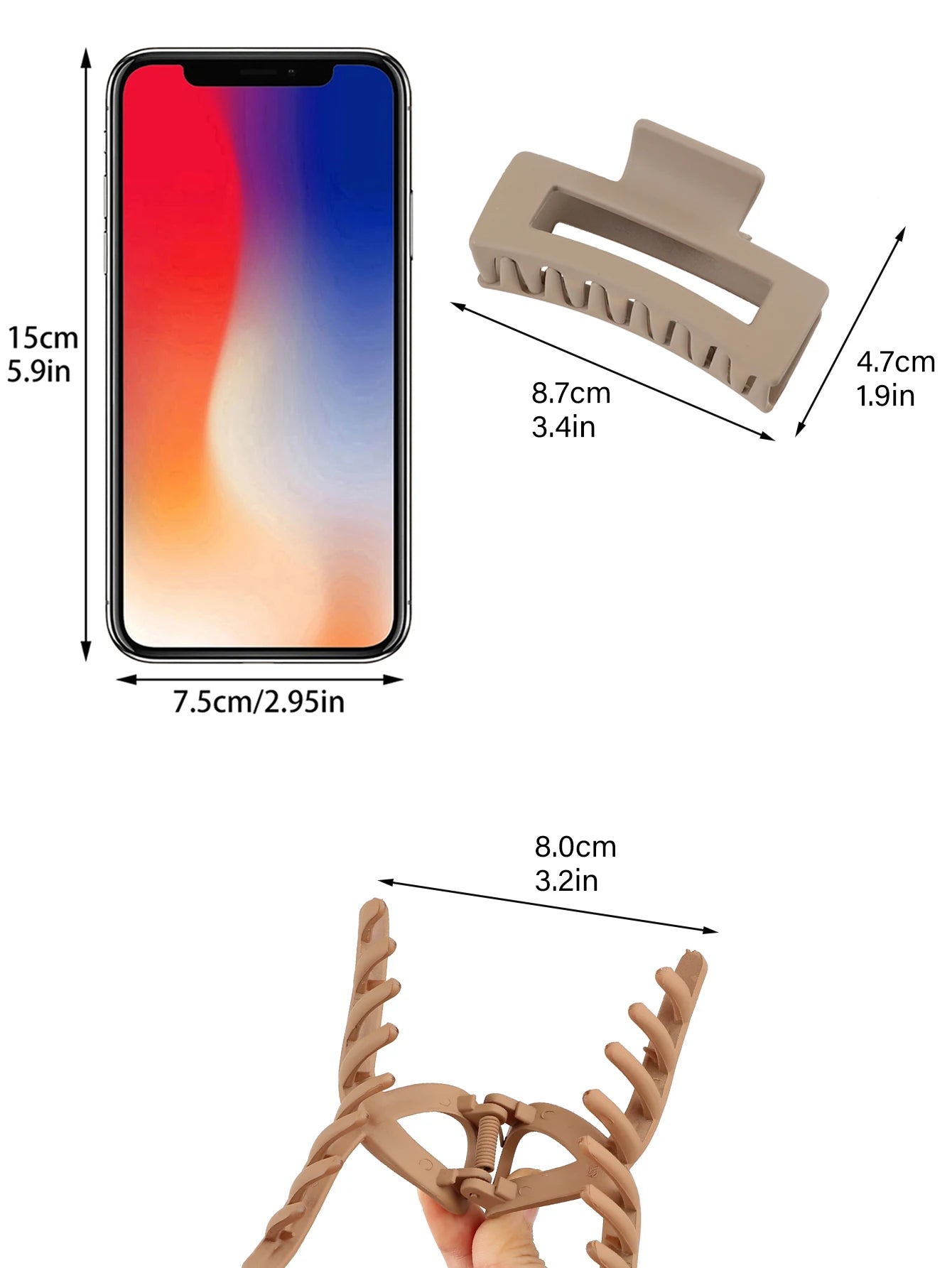 Colorful Big Hair Claw Clips - 5 Pack