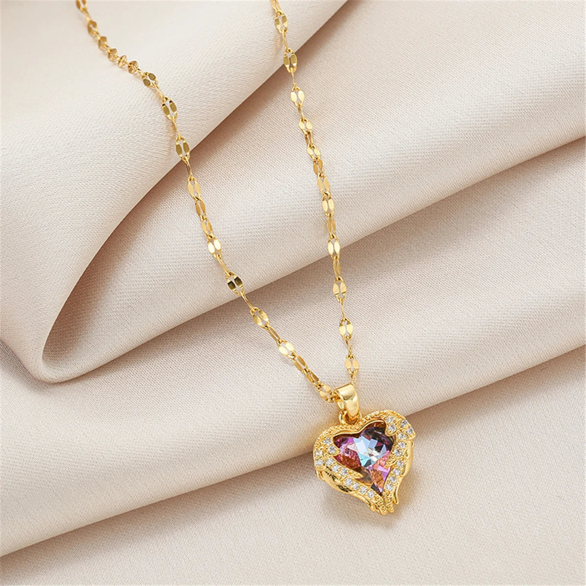 Luxury Colorful Ocean Heart Pendant Necklace