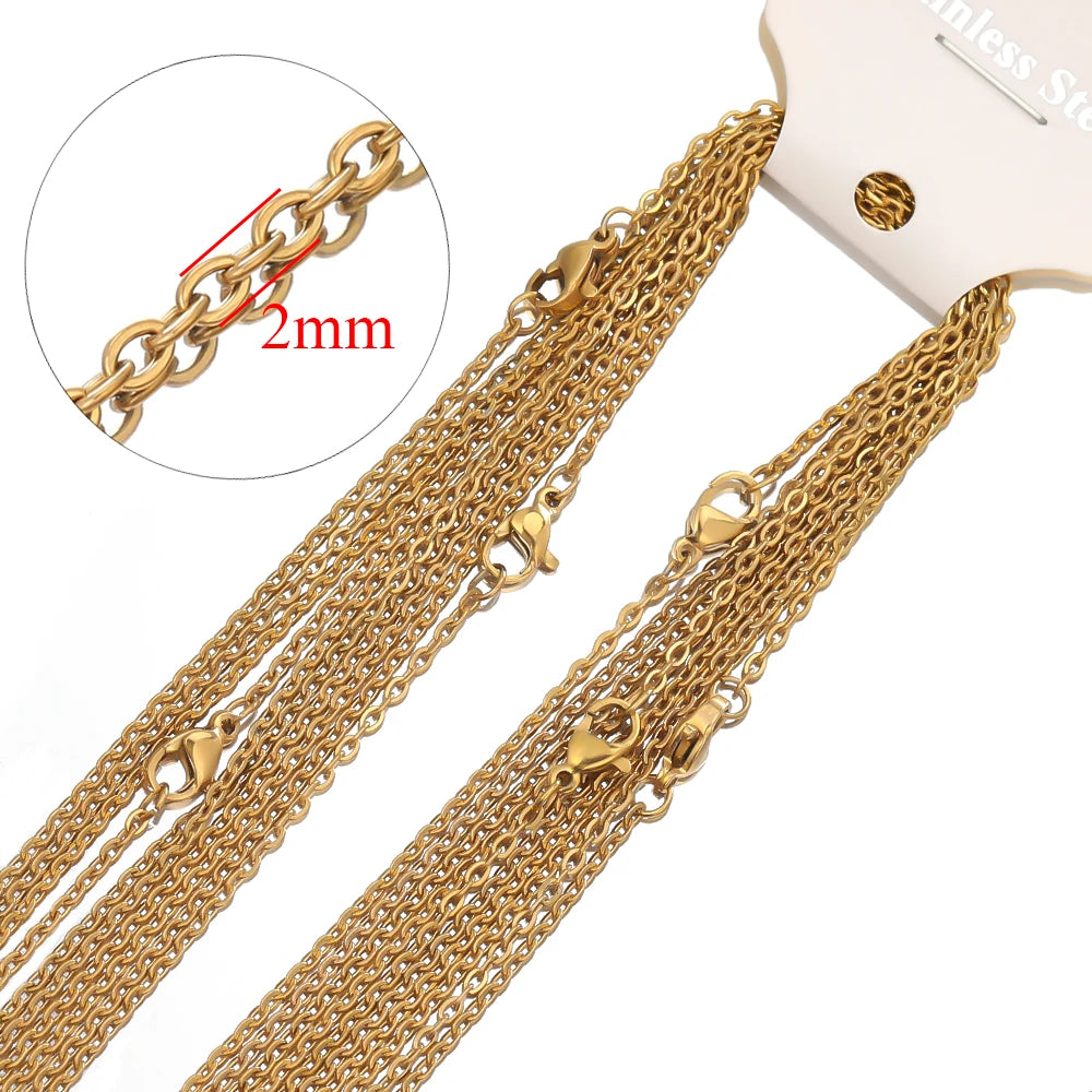 Gold Stainless Steel Link Chains - 10 Pcs for DIY Jewelry