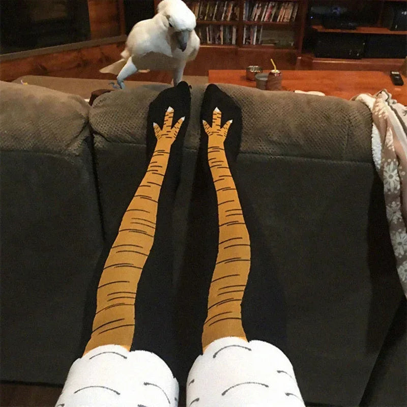 3D Chicken Print Funny Thigh High Socks