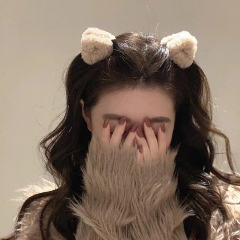 Cute Plush Cat Ears Hair Clips for Girls