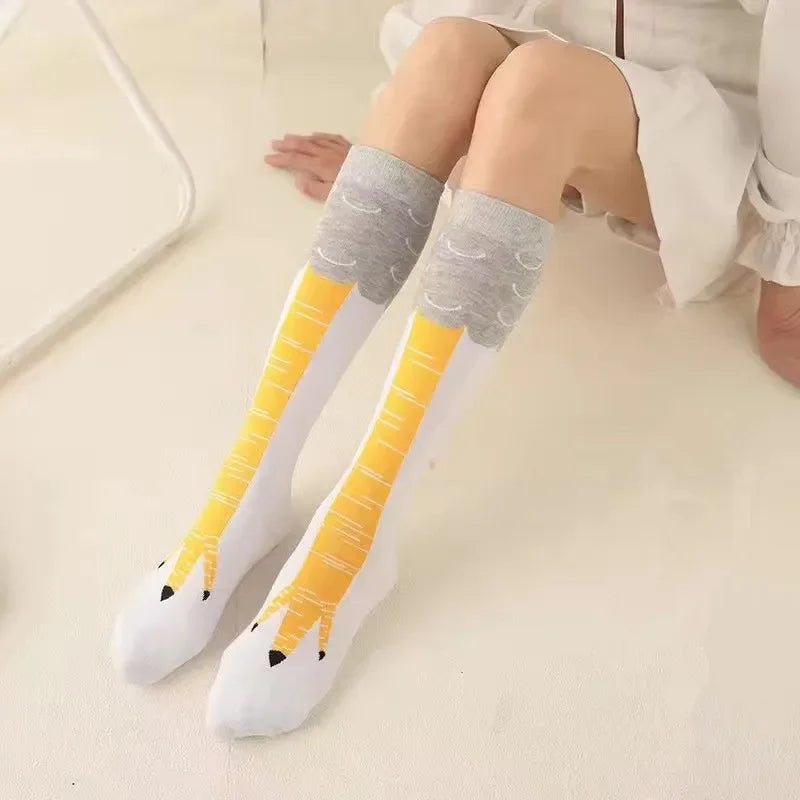 3D Chicken Print Funny Thigh High Socks