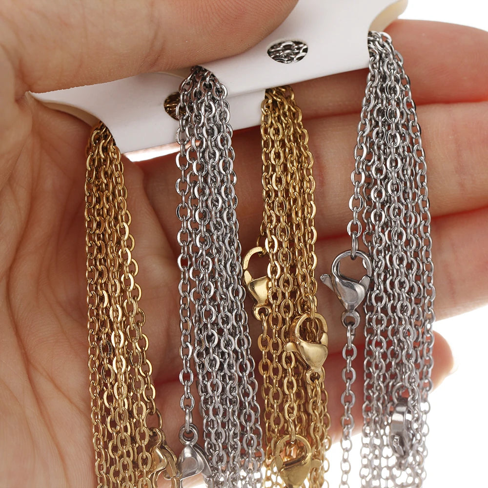 Gold Stainless Steel Link Chains - 10 Pcs for DIY Jewelry