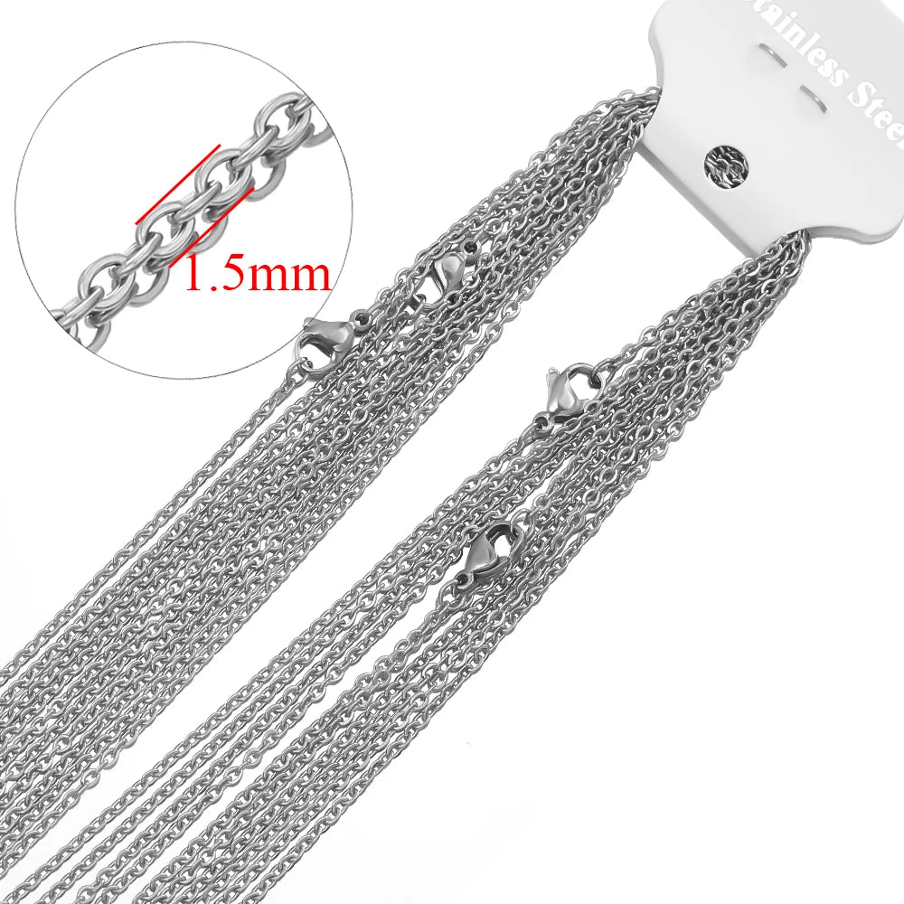 Gold Stainless Steel Link Chains - 10 Pcs for DIY Jewelry