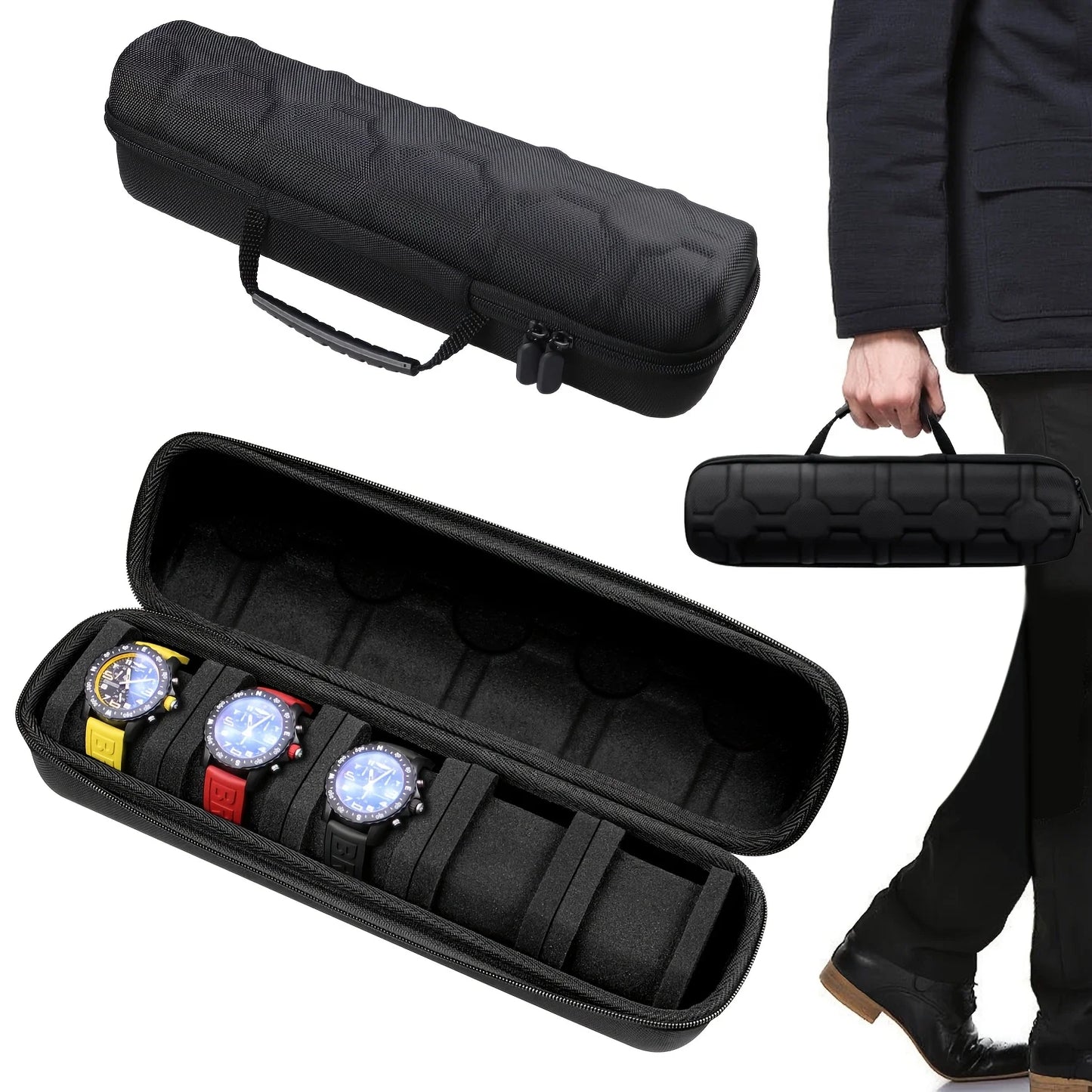 5-Slot Travel Watch Case - Stylish Organizer for Smart Watches