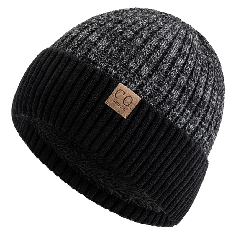 Fur-Lined Two-Tone Knitted Winter Beanie
