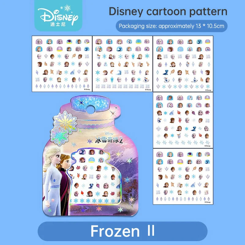 Disney Cartoon Frozen Princess Snow White Makeup Nail Stickers 250 Pcs Mermaid Stitch Stickers Toy For Kids DIY