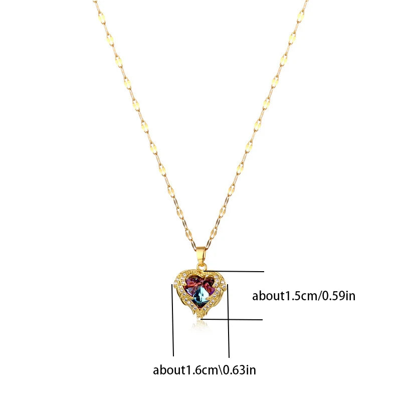 Luxury Colorful Ocean Heart Pendant Necklace