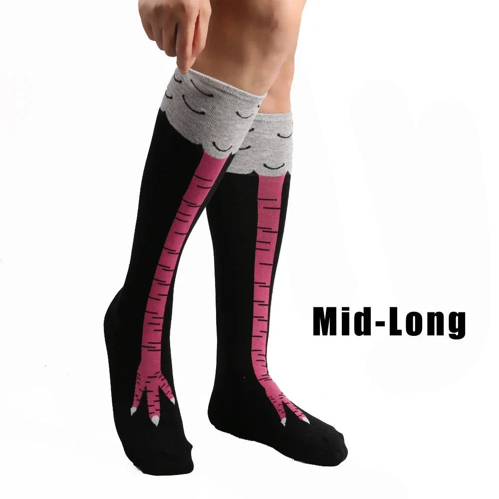 3D Chicken Print Funny Thigh High Socks