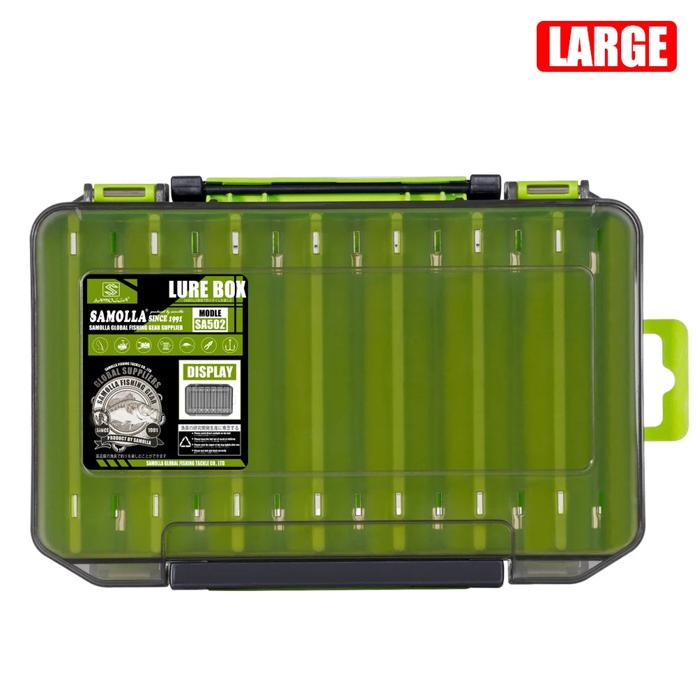 Double-Sided Fishing Tackle Box with 14 Compartments