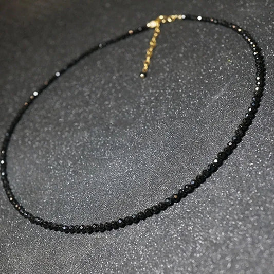 Trendy 3mm  Black Clear Beads Chain Short Choker Necklace Female Jewelry Women Sweet Necklaces Bijoux Femme Ladies Party Gift