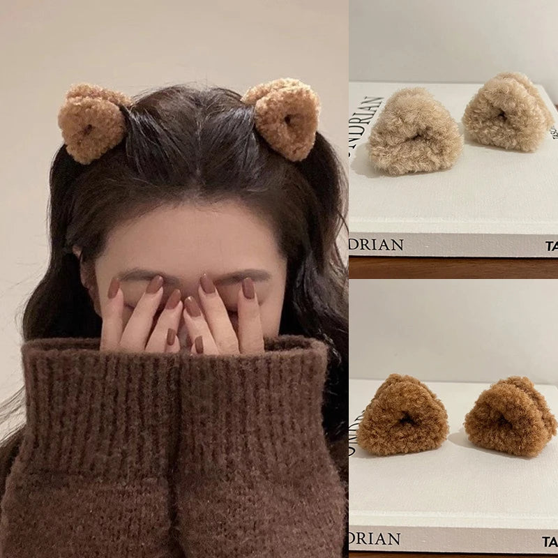 Cute Plush Cat Ears Hair Clips for Girls