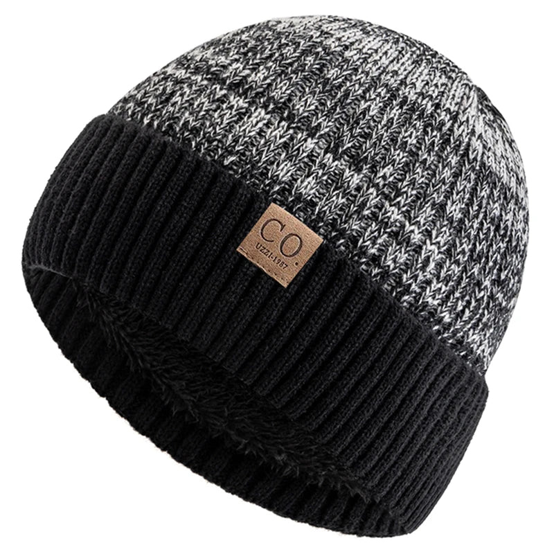 Fur-Lined Two-Tone Knitted Winter Beanie