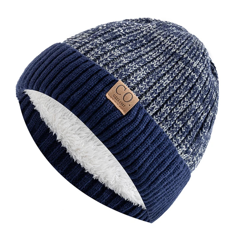 Fur-Lined Two-Tone Knitted Winter Beanie