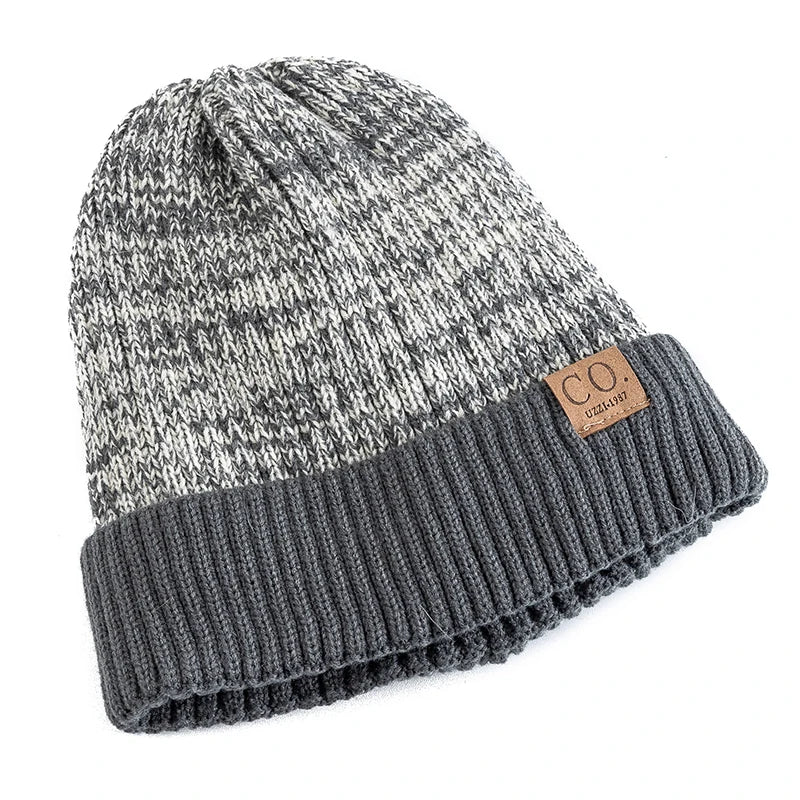 Fur-Lined Two-Tone Knitted Winter Beanie