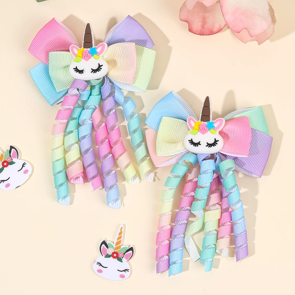 Unicorn Bow Hair Clips for Girls