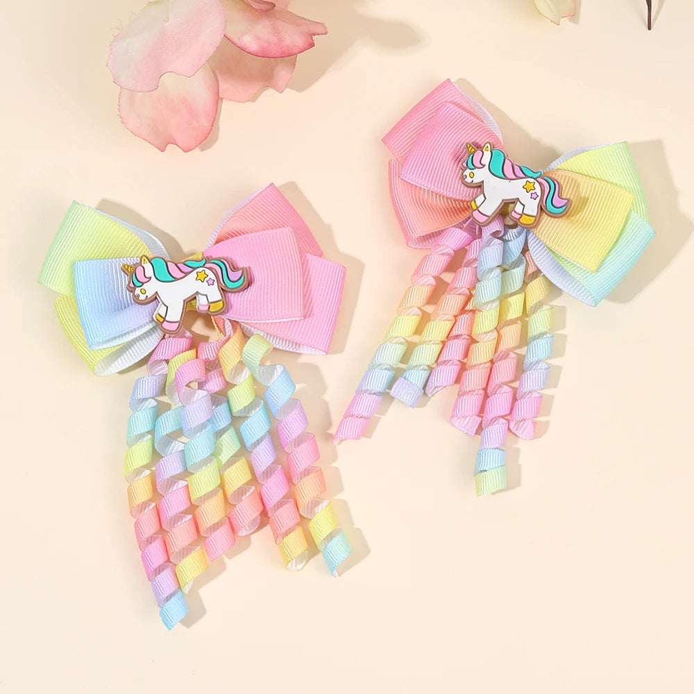 Unicorn Bow Hair Clips for Girls