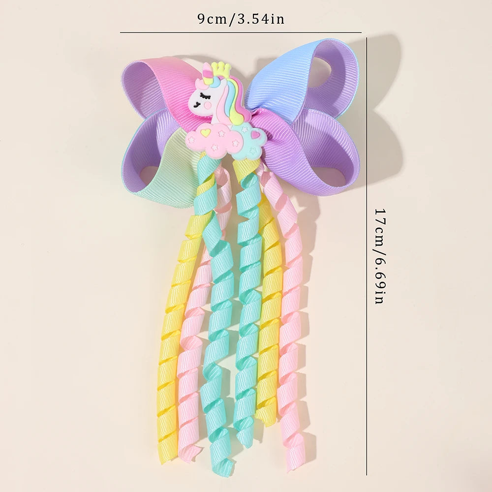 Unicorn Bow Hair Clips for Girls