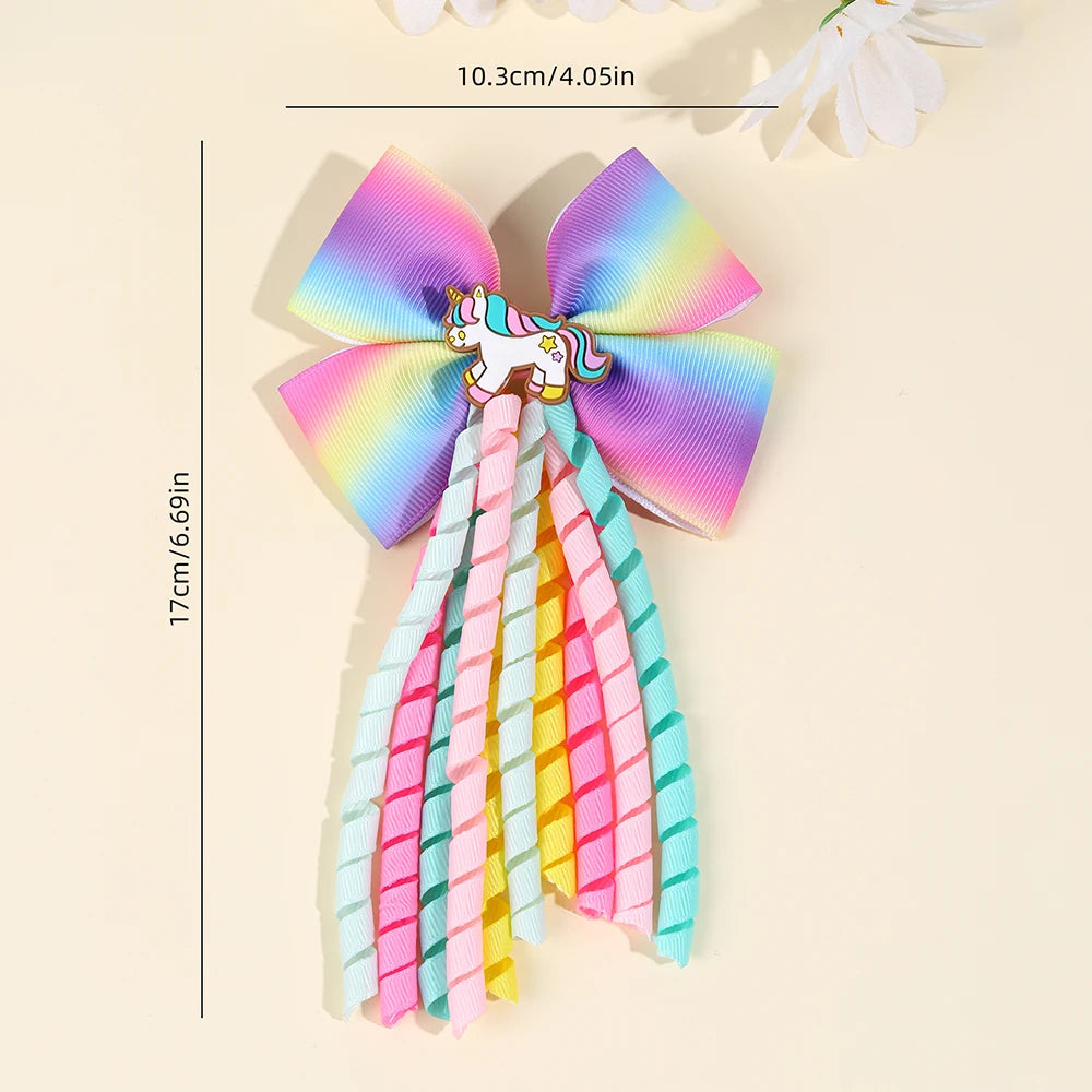 Unicorn Bow Hair Clips for Girls