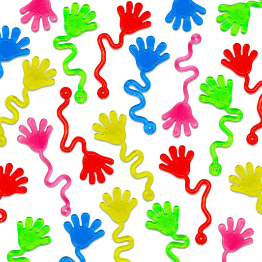 12PCS Glitter Sticky Hands - Mini Stretchy Sensory Stress Relief Toys