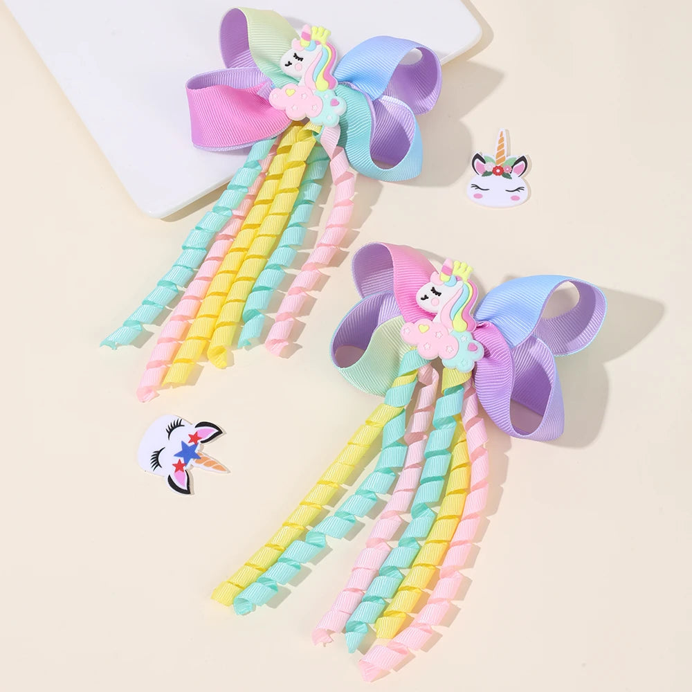 Unicorn Bow Hair Clips for Girls