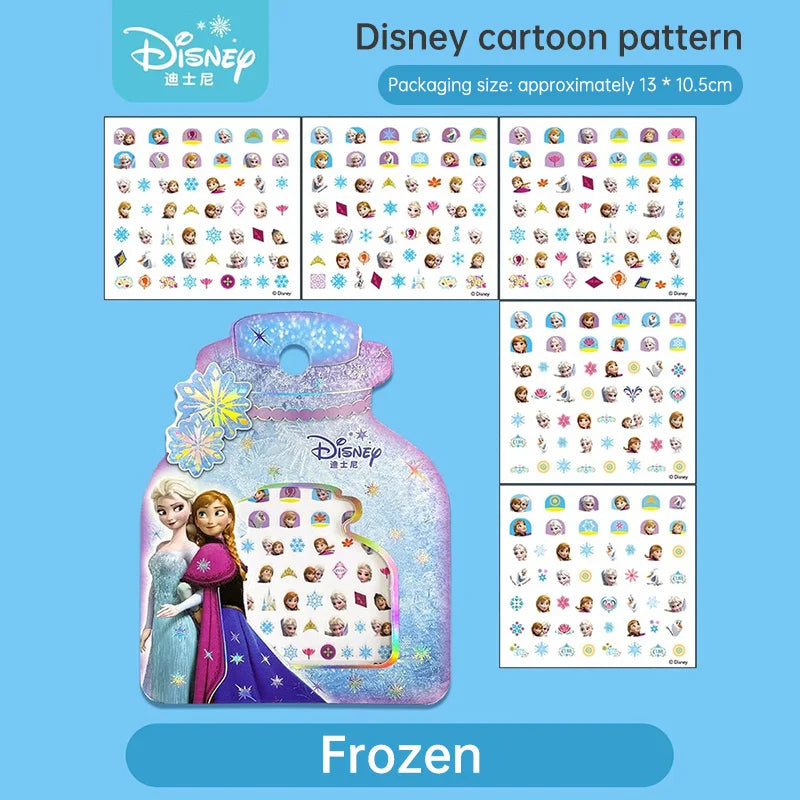 Disney Cartoon Frozen Princess Snow White Makeup Nail Stickers 250 Pcs Mermaid Stitch Stickers Toy For Kids DIY