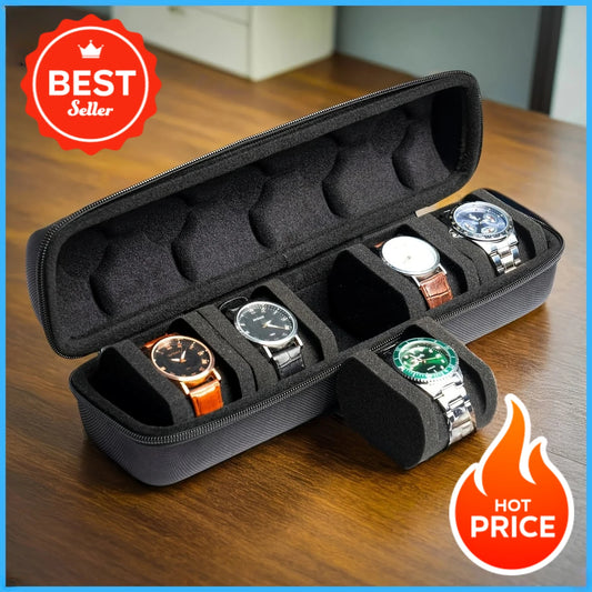 5-Slot Travel Watch Case - Stylish Organizer for Smart Watches