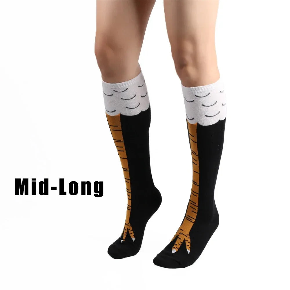 3D Chicken Print Funny Thigh High Socks