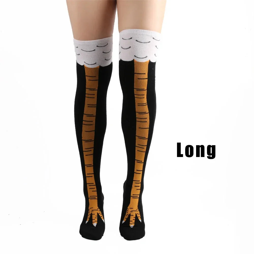 3D Chicken Print Funny Thigh High Socks