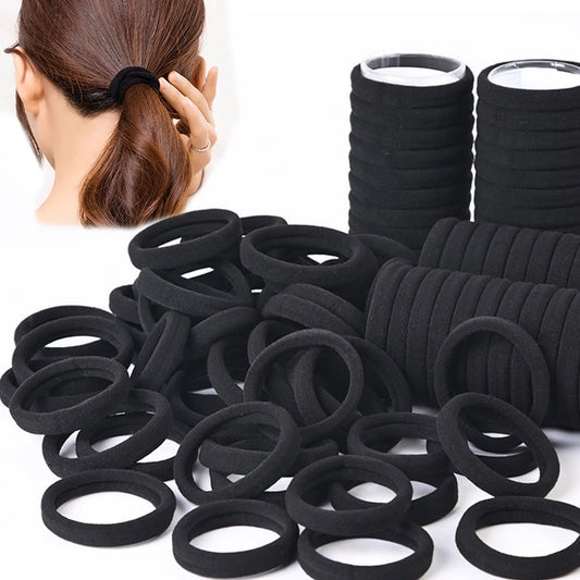 High-Elastic Rubber Hair Bands - Black & White Packs
