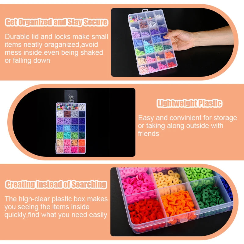 Clear Plastic Jewelry Organizer Box for Beads and Earrings