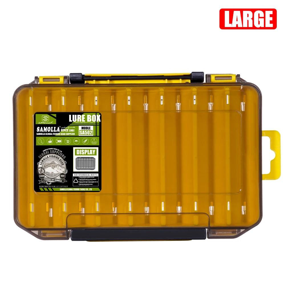 Double-Sided Fishing Tackle Box with 14 Compartments