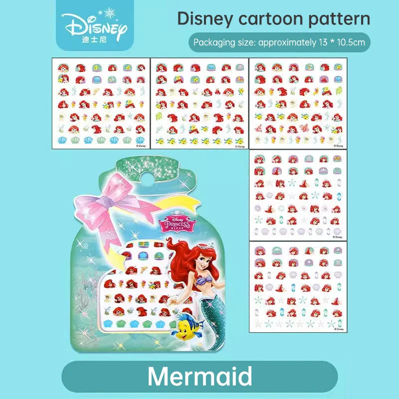Disney Cartoon Frozen Princess Snow White Makeup Nail Stickers 250 Pcs Mermaid Stitch Stickers Toy For Kids DIY